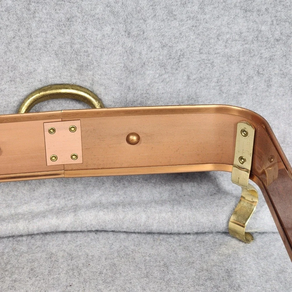 Vintage De La Cuisine Copper Brass Casserole Dish Stand Rectangula Buffet Server